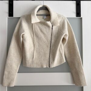 William Rast Cream Cropped Moto Jacket